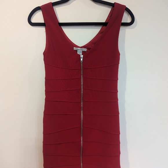 Poetry red full zipper dress. Very sexy. No flaws. Size small. - Picture 3 of 6